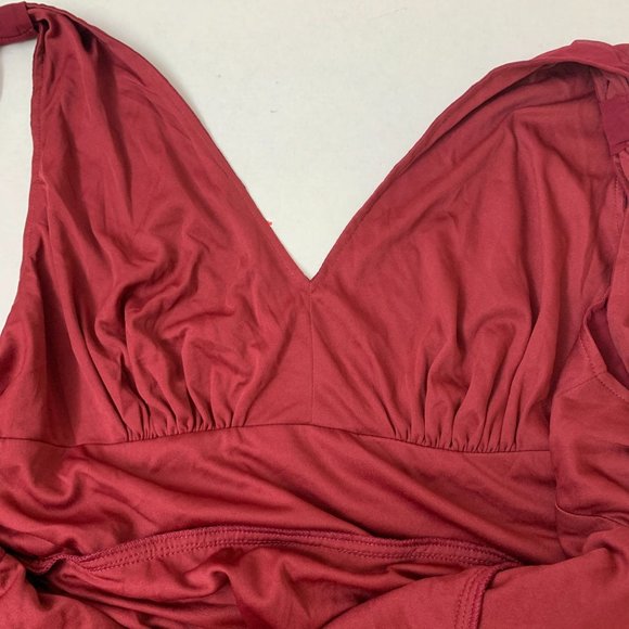Ever Pretty Double V Neck Chiffon Semi Formal Evening Gown Sz 18 Burgundy - Picture 4 of 10
